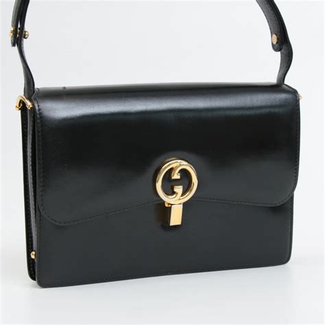 black and briwn leather gucci|vintage black Gucci shoulder bag.